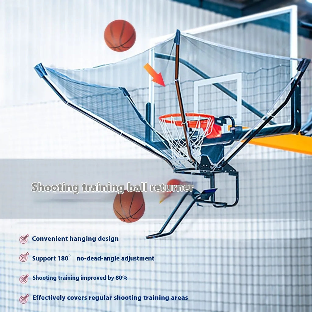 Portable basketball training return device with automatic pitching function and cowhide construction