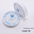 Transparent white elastic fishing line on spool for jewellery making and DIY crafts