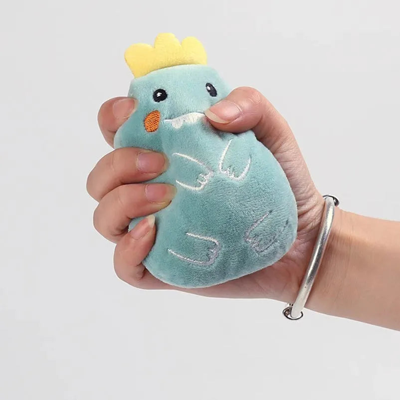Brown plush cat toy with claw designs for chewing and teeth grinding, filled with catnip.
