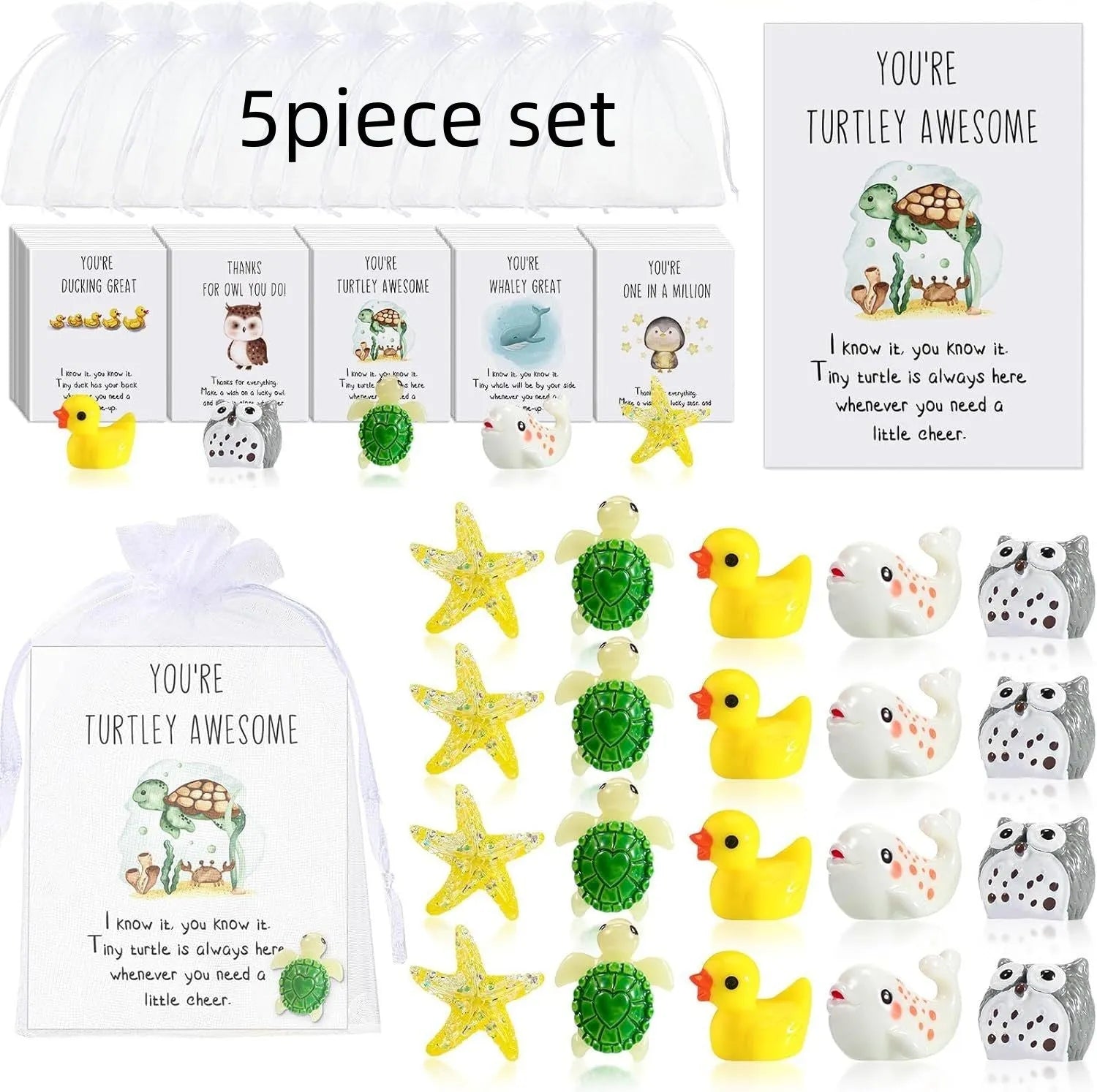 Set of pun-inspired resin greeting cards in pocket-sized format for office gifts and memos