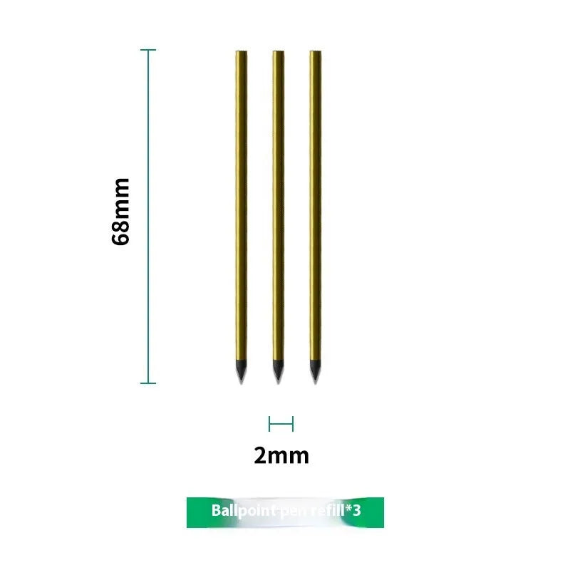 Loose leaf spiral notebook refill pack with paper core, pen refills, and metal pen cores.