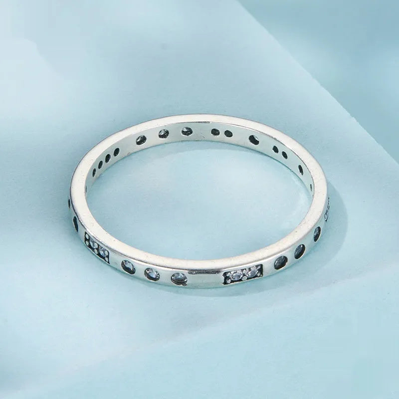 Silver alloy ring with oxidised black 'I Love You' design in Moss Password style
