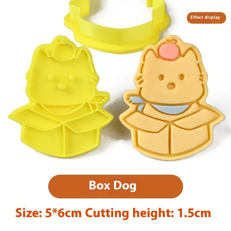 Plastic cartoon dog biscuit mould set with multiple puppy-themed designs