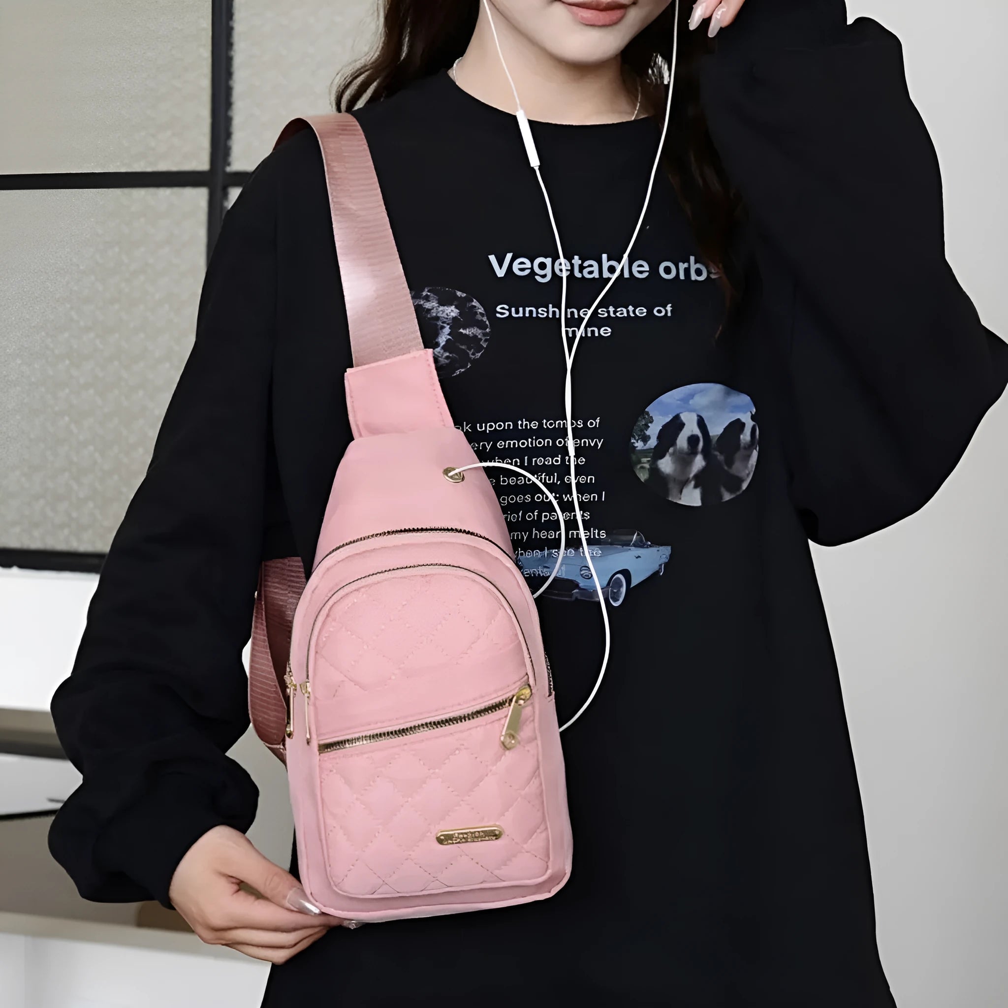Oxford cloth crossbody sports chest bag in multiple colour options with breathable design