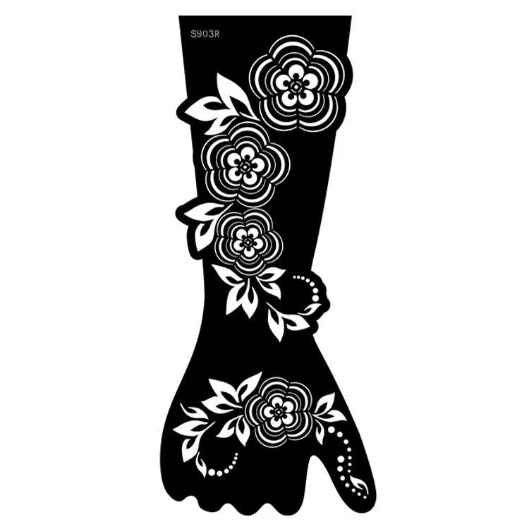 Geometric hollow template tattoo stickers showing intricate cut-out patterns for tattoo stencil applications