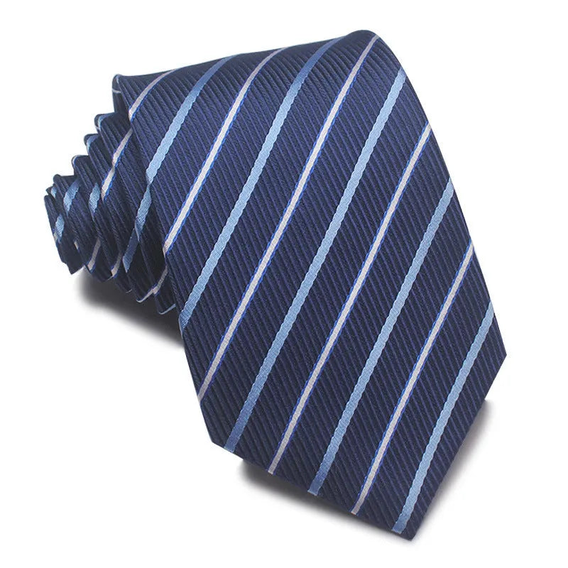 8cm wide polyester jacquard striped business tie in arrow shape for formal office wear