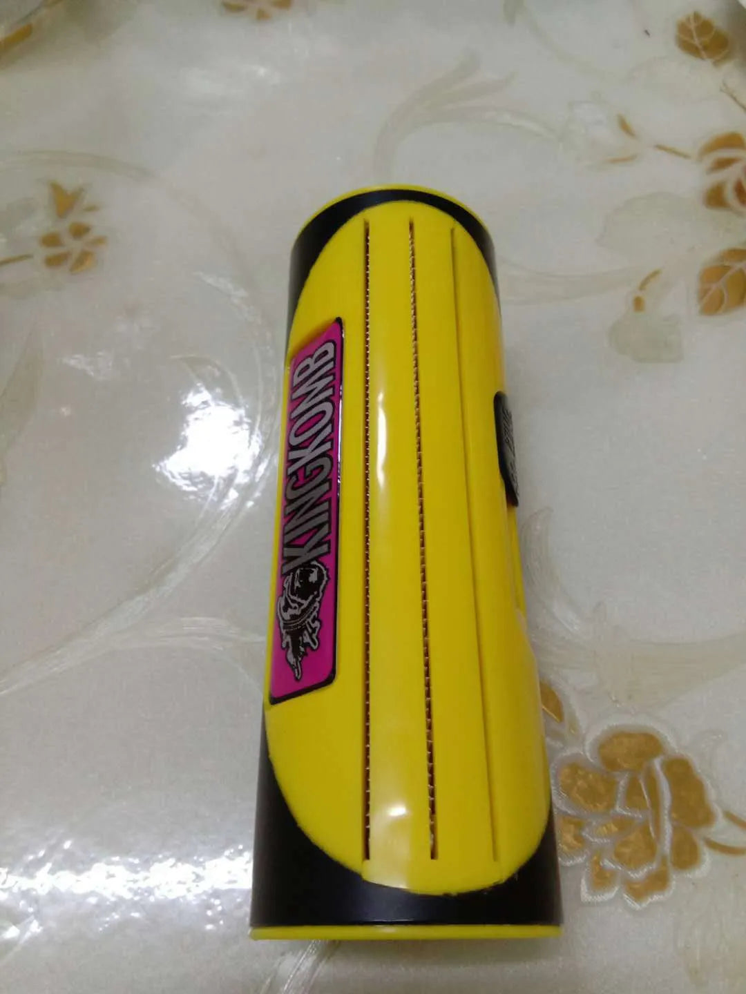 Red and yellow pet comb with stainless steel teeth and ABS plastic handle for dog and cat grooming