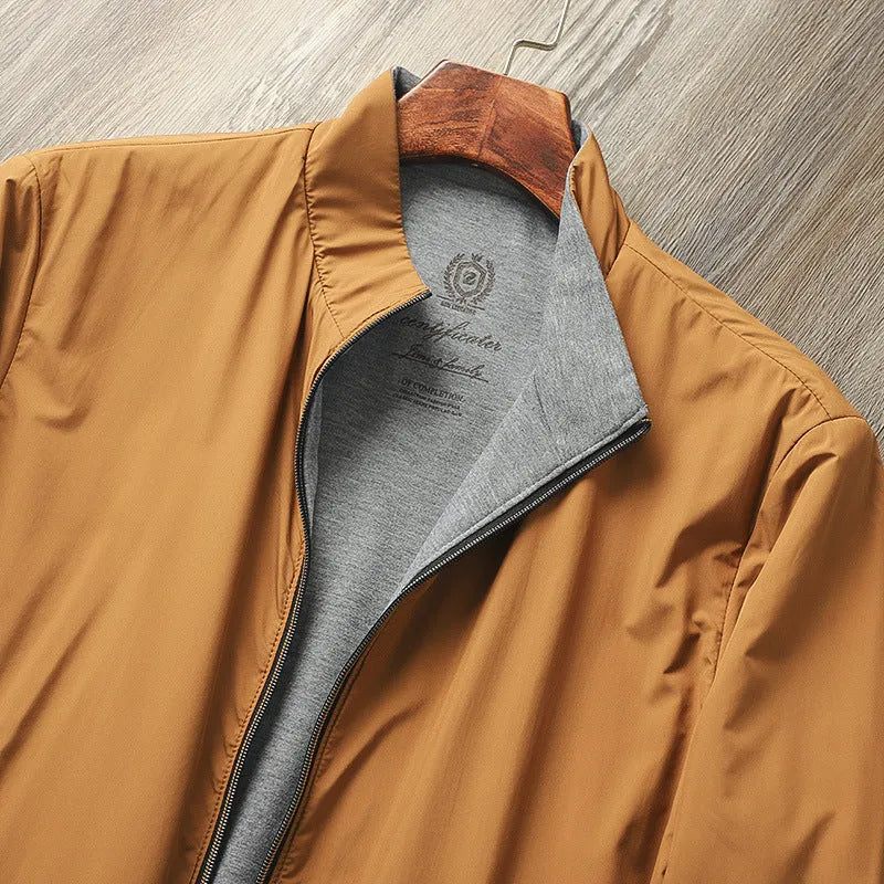 Men's stand collar casual jacket in polyester blend fabric available in multiple colours
