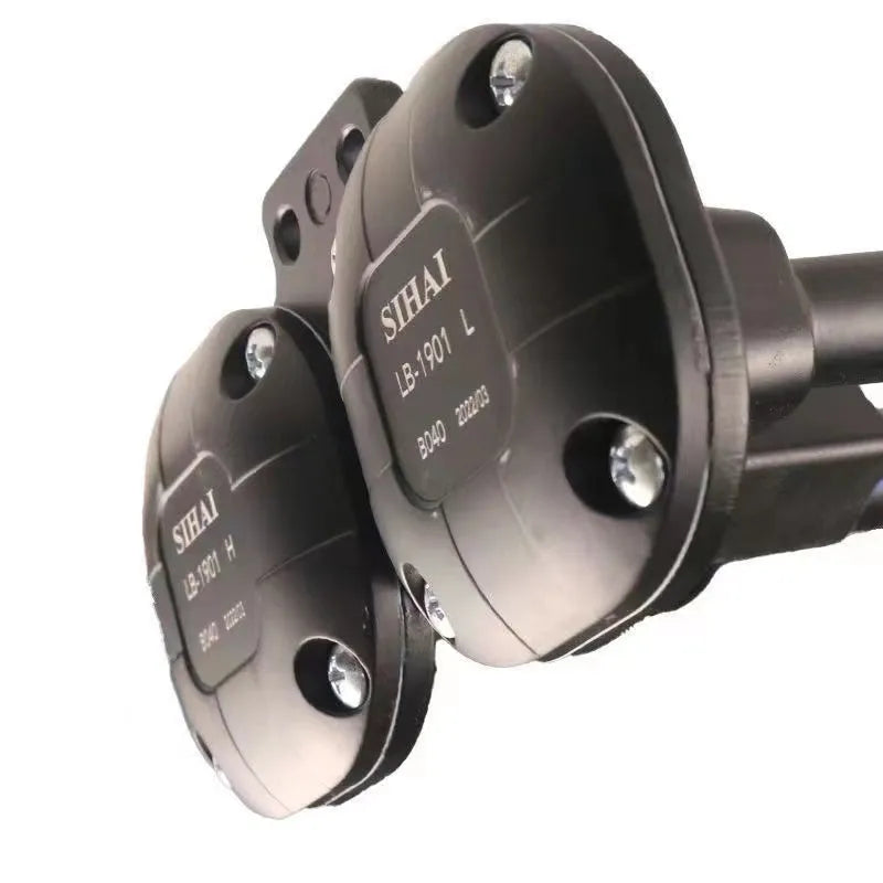Black dual trumpet 12V 24V air horn kit with compressor for universal vehicle installation
