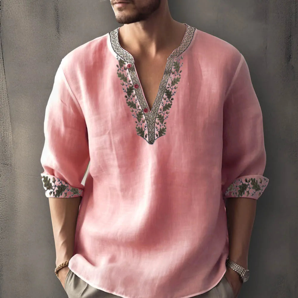 Short sleeve bamboo hemp pullover shirt with British style stripes in various colour options