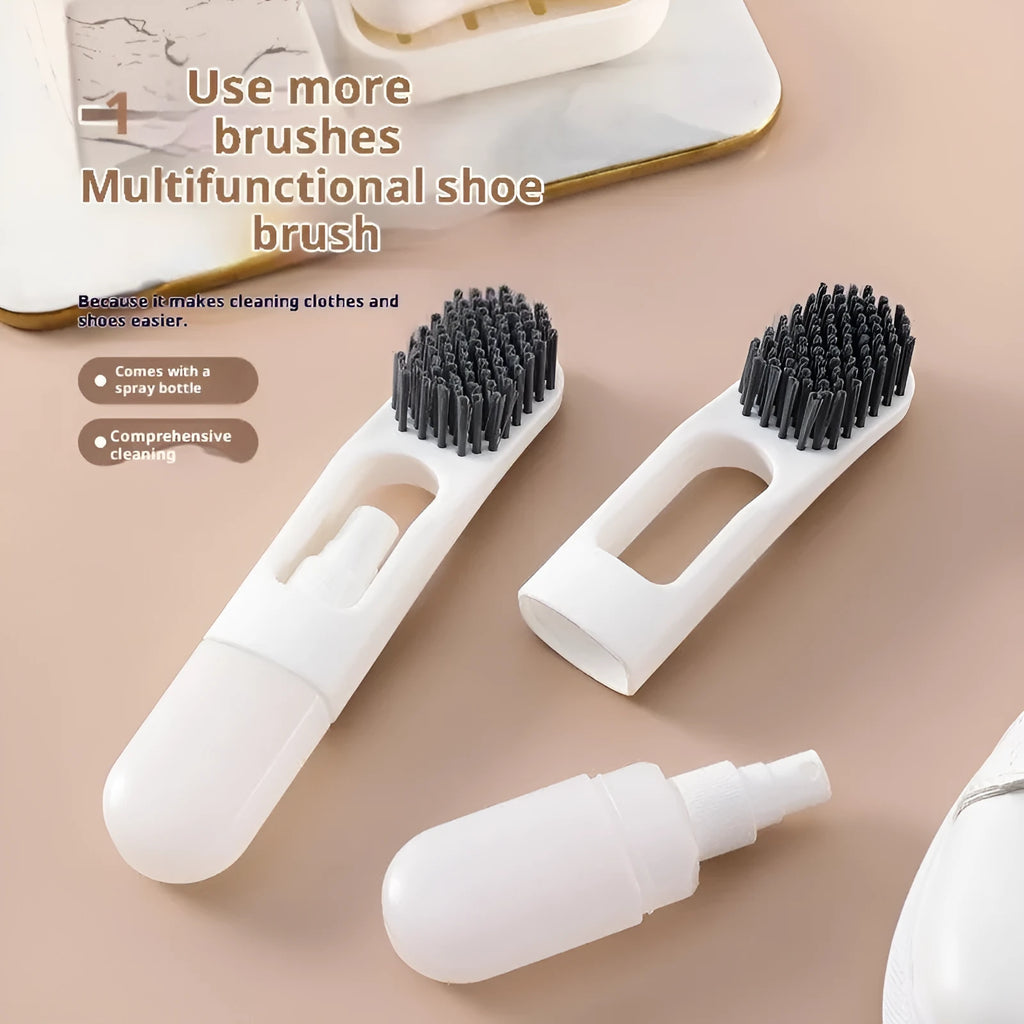 Portable plastic shoe brush in orange with flexible glue bristles for decontamination
