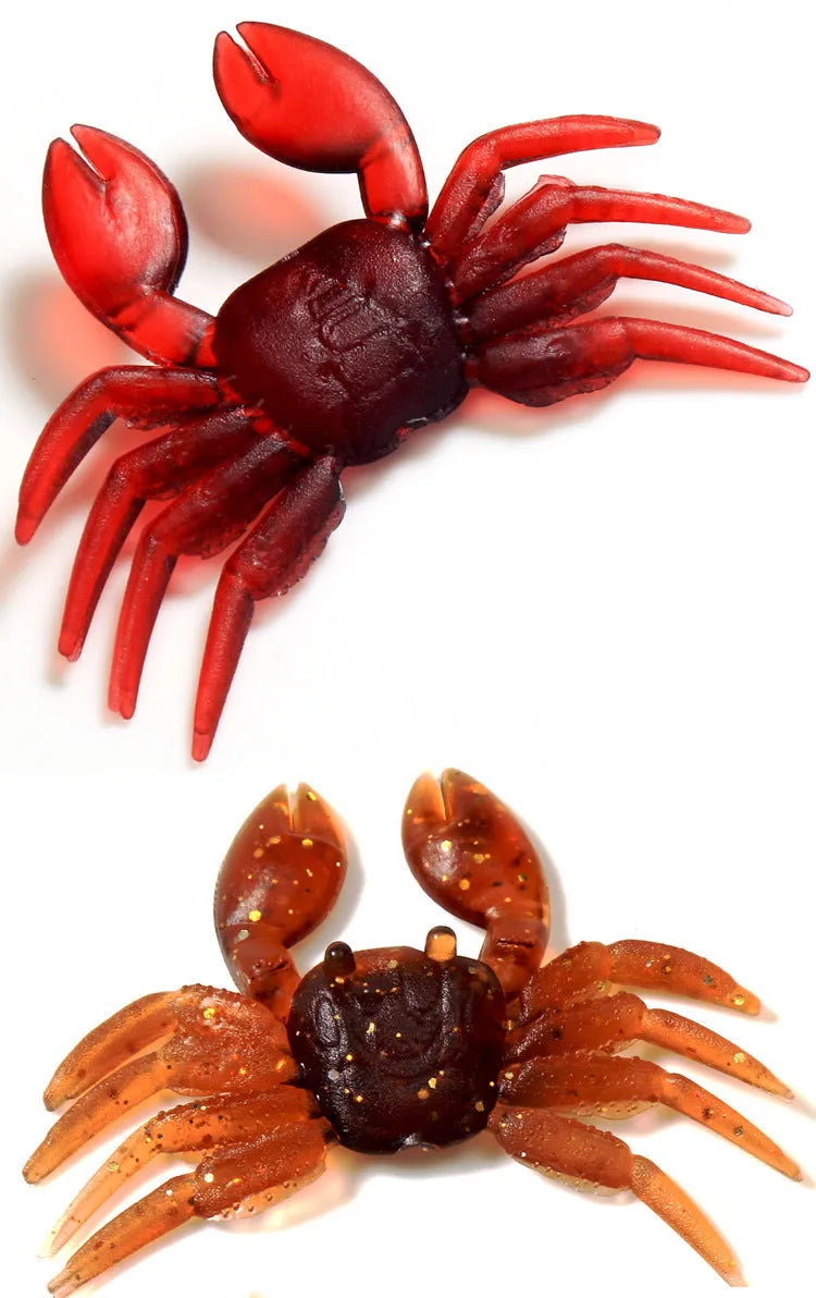 8cm PVC crab fishing lure in red or brown colour with fishhook