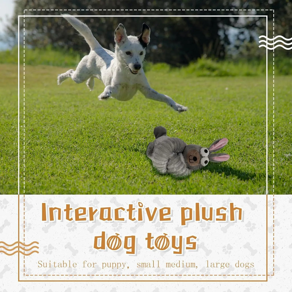 Brown plush dog toy with squeaker and crinkle sounds for small medium large dogs