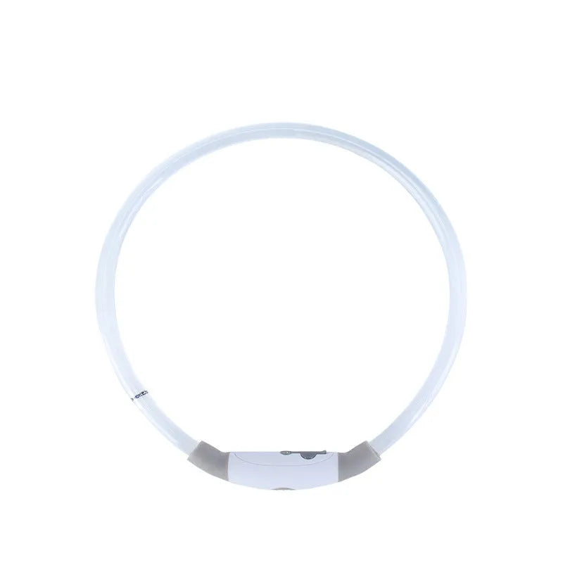 USB rechargeable LED dog safety collar with glowing light and adjustable 70cm TPU construction