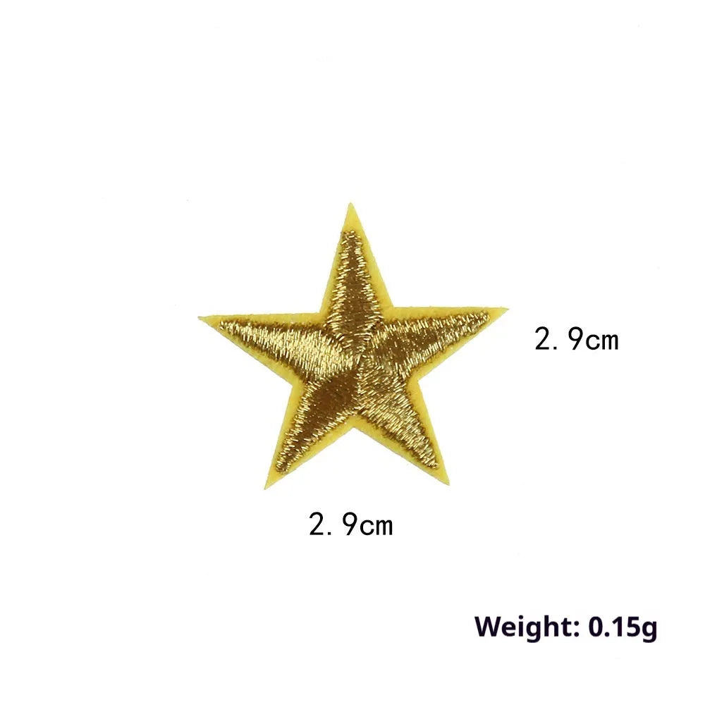 Colourful five-pointed star cloth embroidery stickers for DIY clothing decoration and craft projects