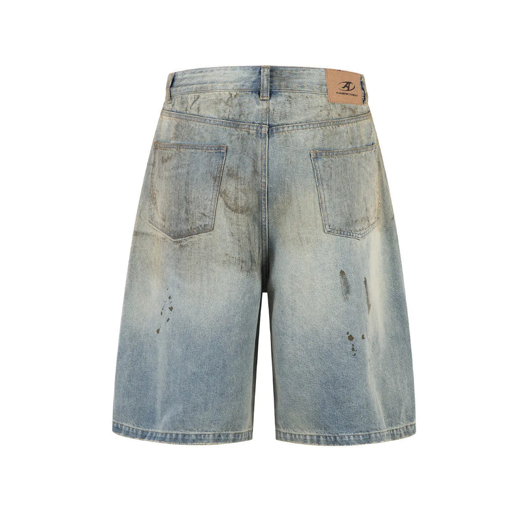 Pu Shuai washed blue cropped straight-leg denim jeans with zipper fly opening