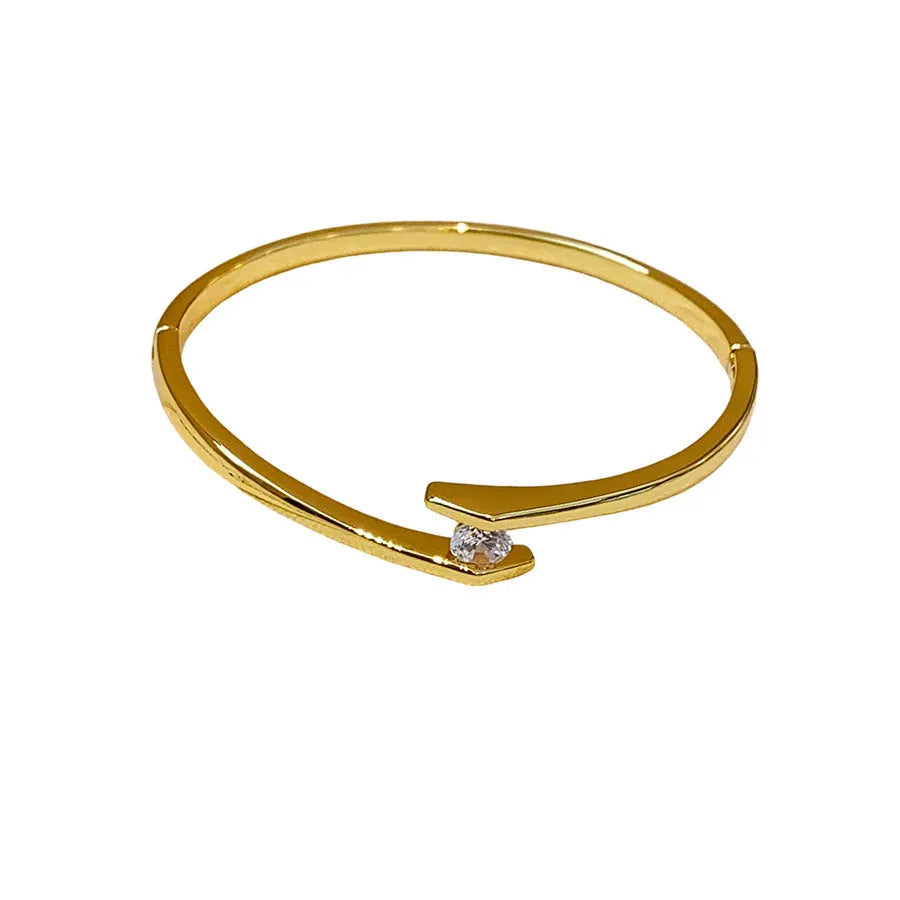 Light luxury genuine gold-plated round zircon bracelet for women on copper base gold colour