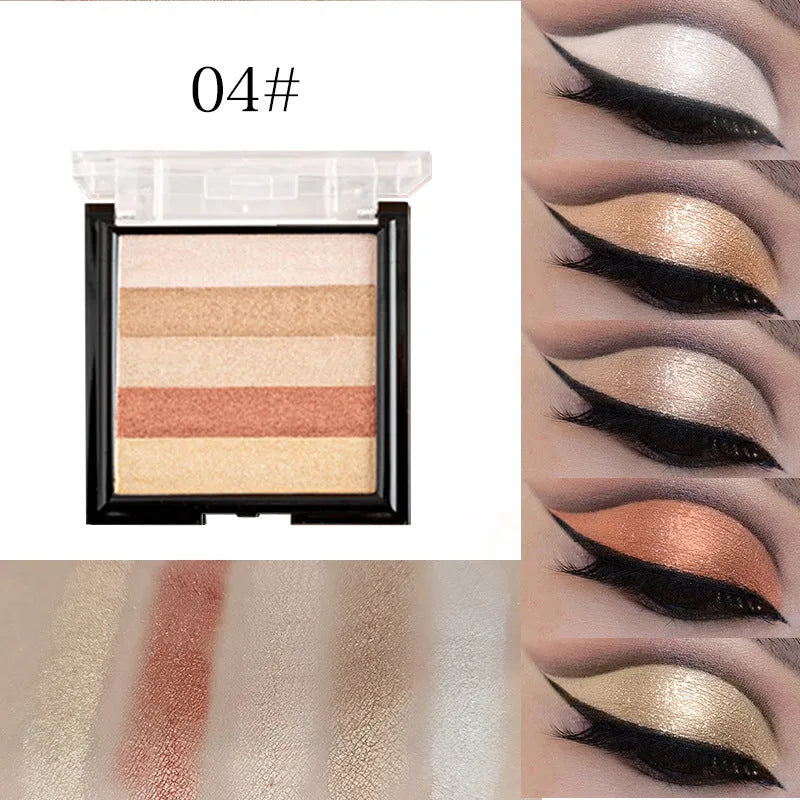 Highlighting eye shadow contouring palette with six neutral shades for facial definition
