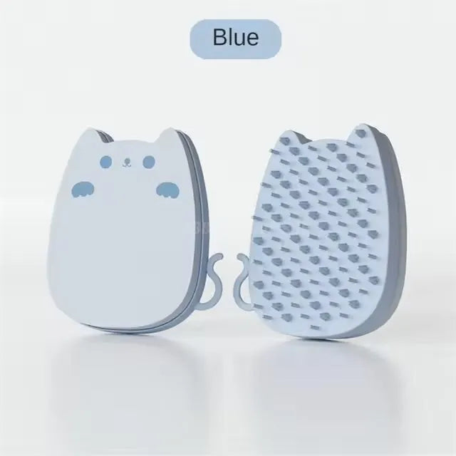 Brown sponge silicone pet comb and grooming brush for cat and dog hair removal.