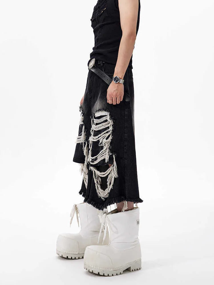 Black women's cropped wide-leg denim jeans with a mid-high waist on a hanger.