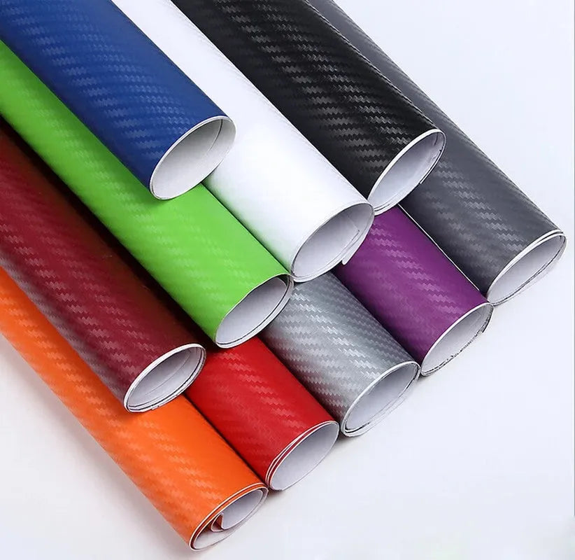 3D carbon fibre car wrap roll in eight colours for interior and exterior vehicle decoration