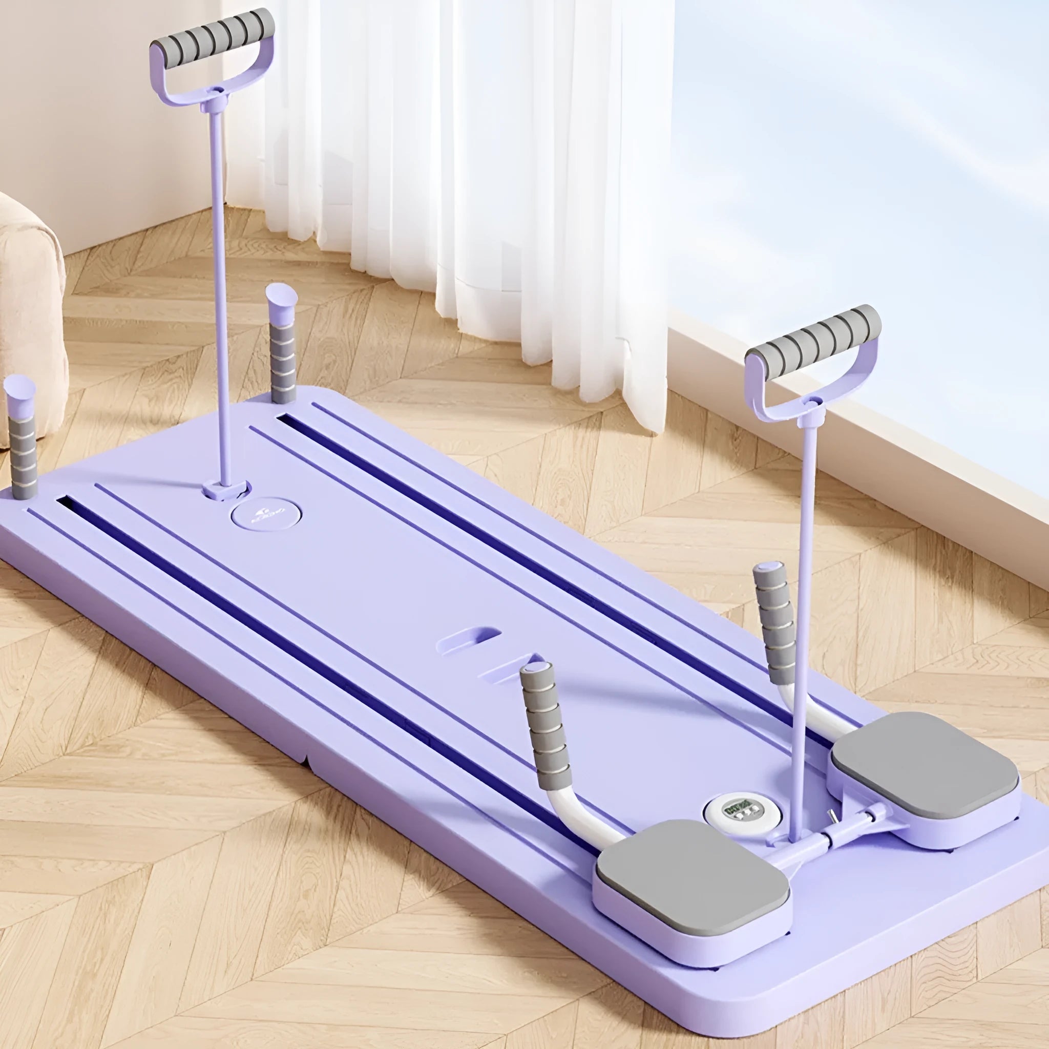 Standard purple fitness board with automatic rebound abdominal wheel measuring 106x41x7cm