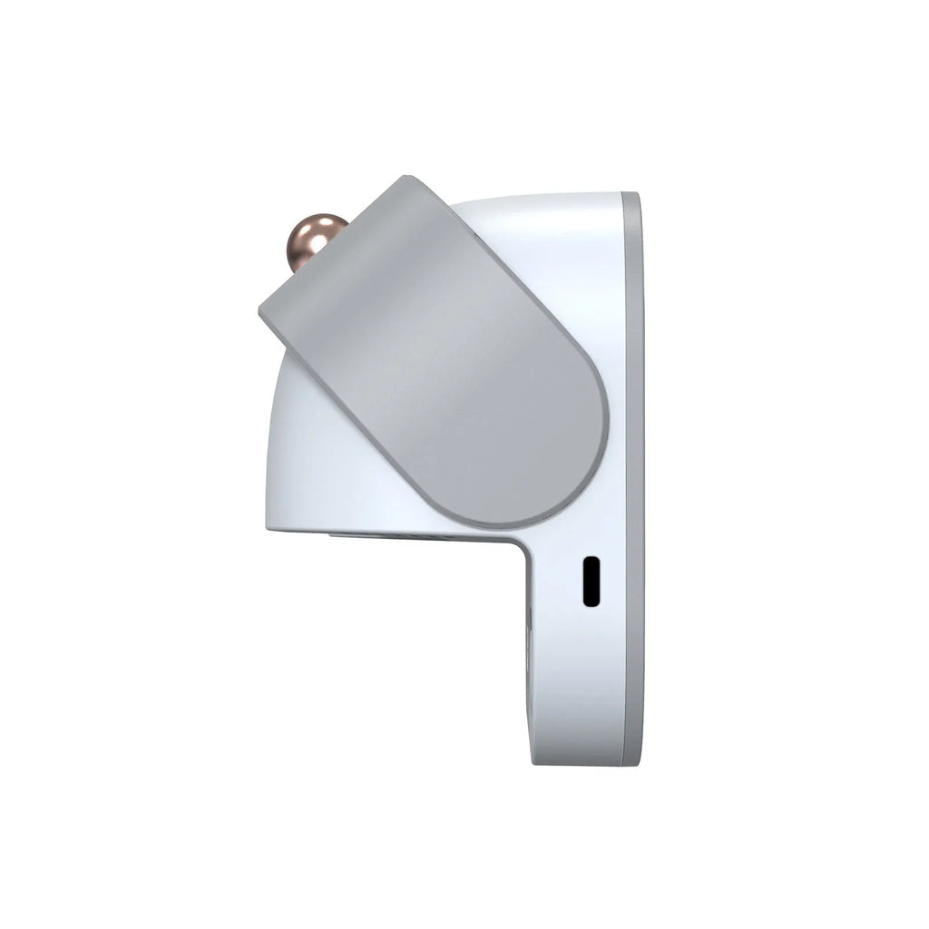 White wall-mounted smart toothbrush steriliser unit with UV disinfection and USB charging port.