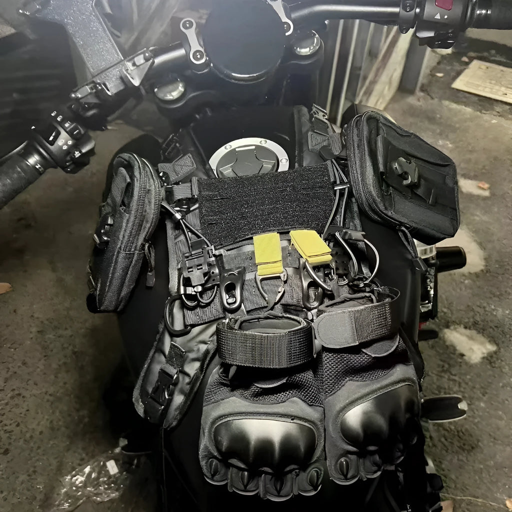 Black nylon universal vest fuel tank bag mount base for motorcycle with multiple specification options
