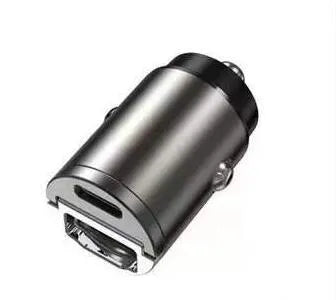 Compact 30W car cigarette lighter charger with zinc alloy housing for PD and QC fast charging