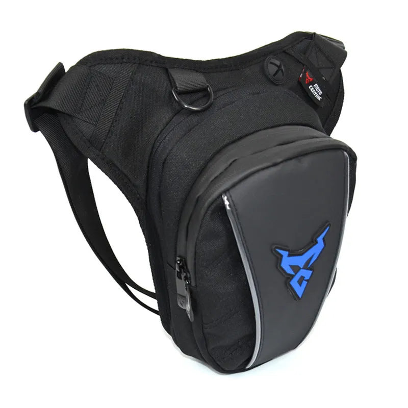 0105MC specification motorcycle leg bag in 1200D Oxford cloth with 29cm dimensions and crossbody strap