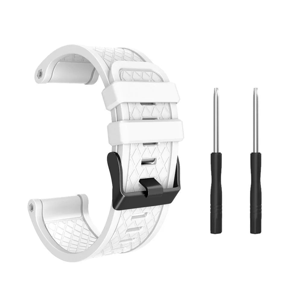 Black silicone watch strap with stainless steel watch-button connection for Jiaming 26mm watches