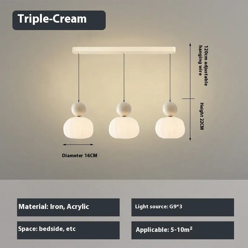 Nordic style pumpkin-shaped alloy chandelier for ceiling mounting in a bedroom or dining room.