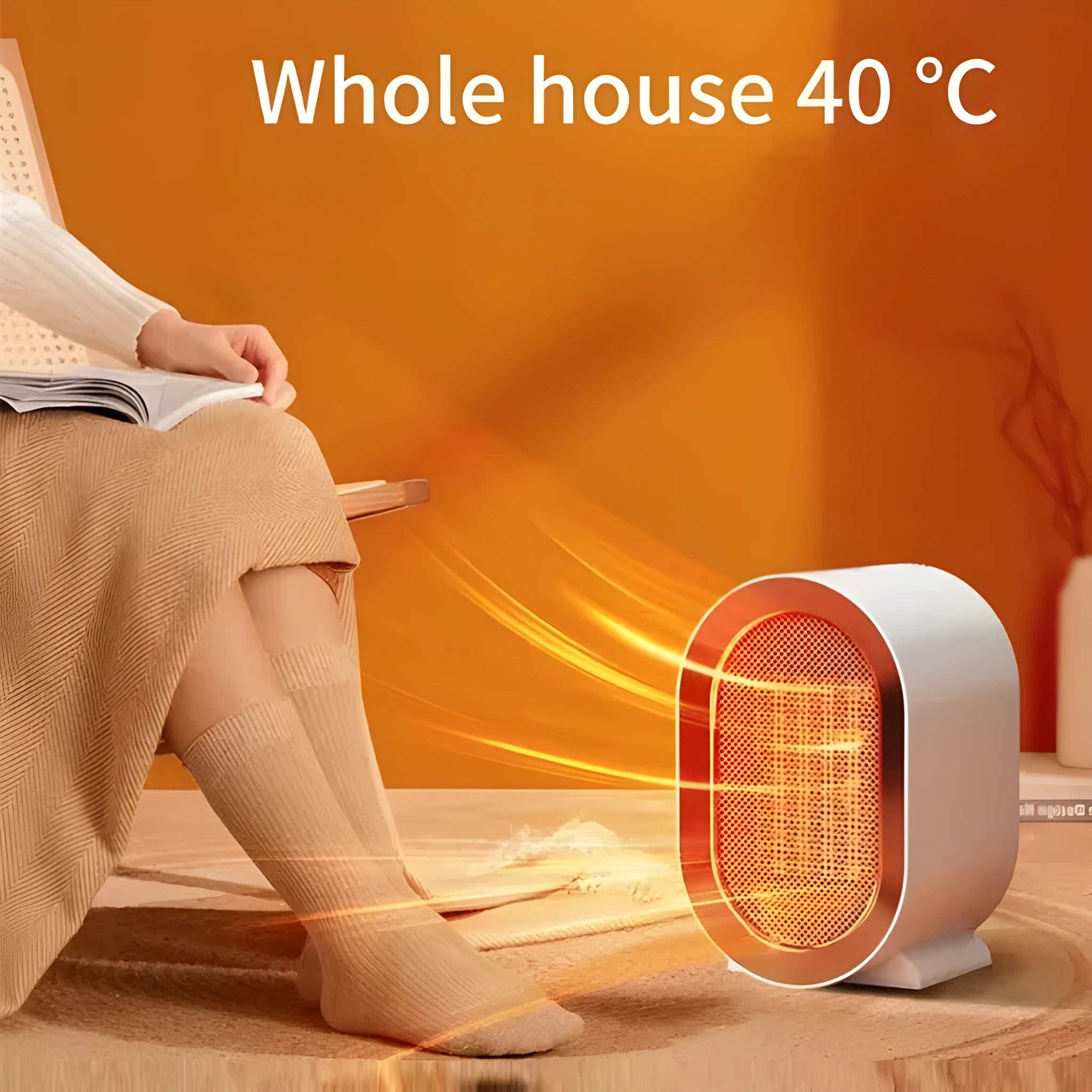 Desktop portable electric heater with PTC ceramic heating element and mechanical controls