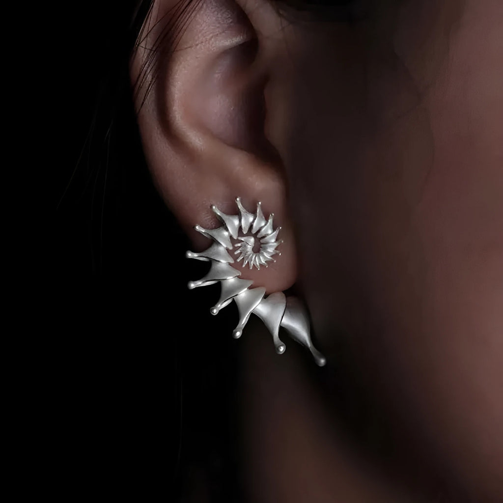 Exaggerated conch three-dimensional matte drop earrings in electroplated alloy metal