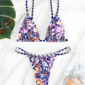 Women's floral print triangle bag swimsuit briefs in polyester with S M L sizing