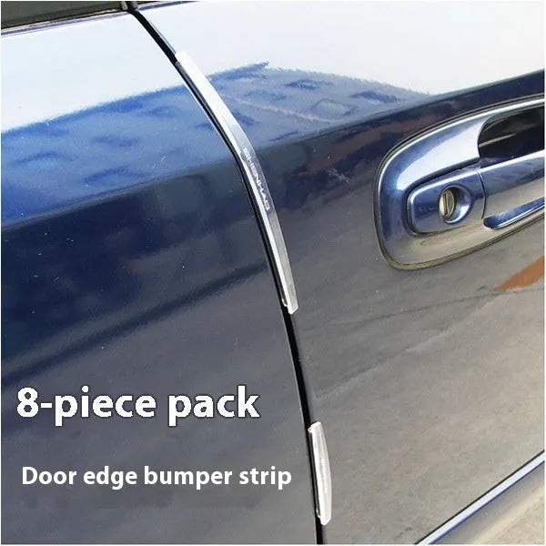 White plastic car door edge bumper strip set for general vehicle protection