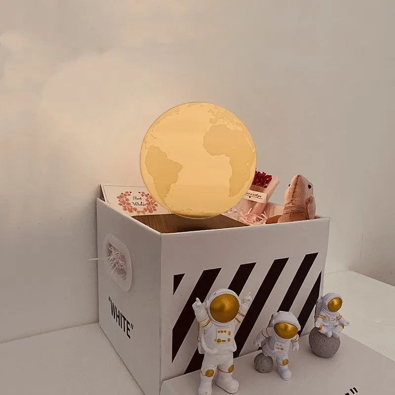 Magnetic levitation moon planet night light floating with LED glow and astronaut figures