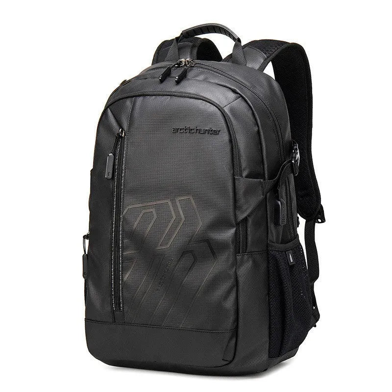 18-inch plaid pattern computer backpack with curved shoulder strap in blue colour