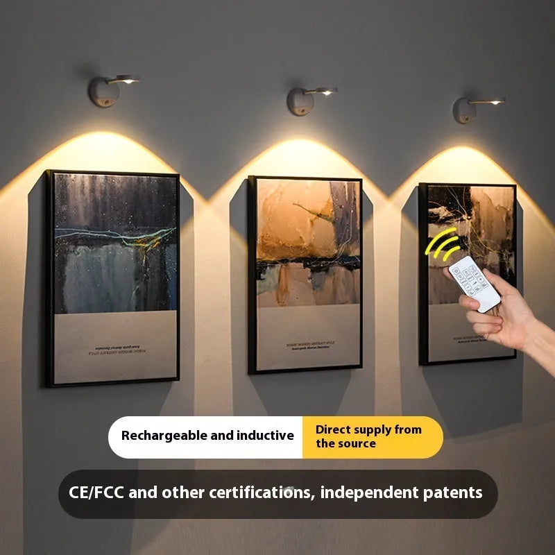 Modern geometric rechargeable wall lamp with remote control on indoor wall