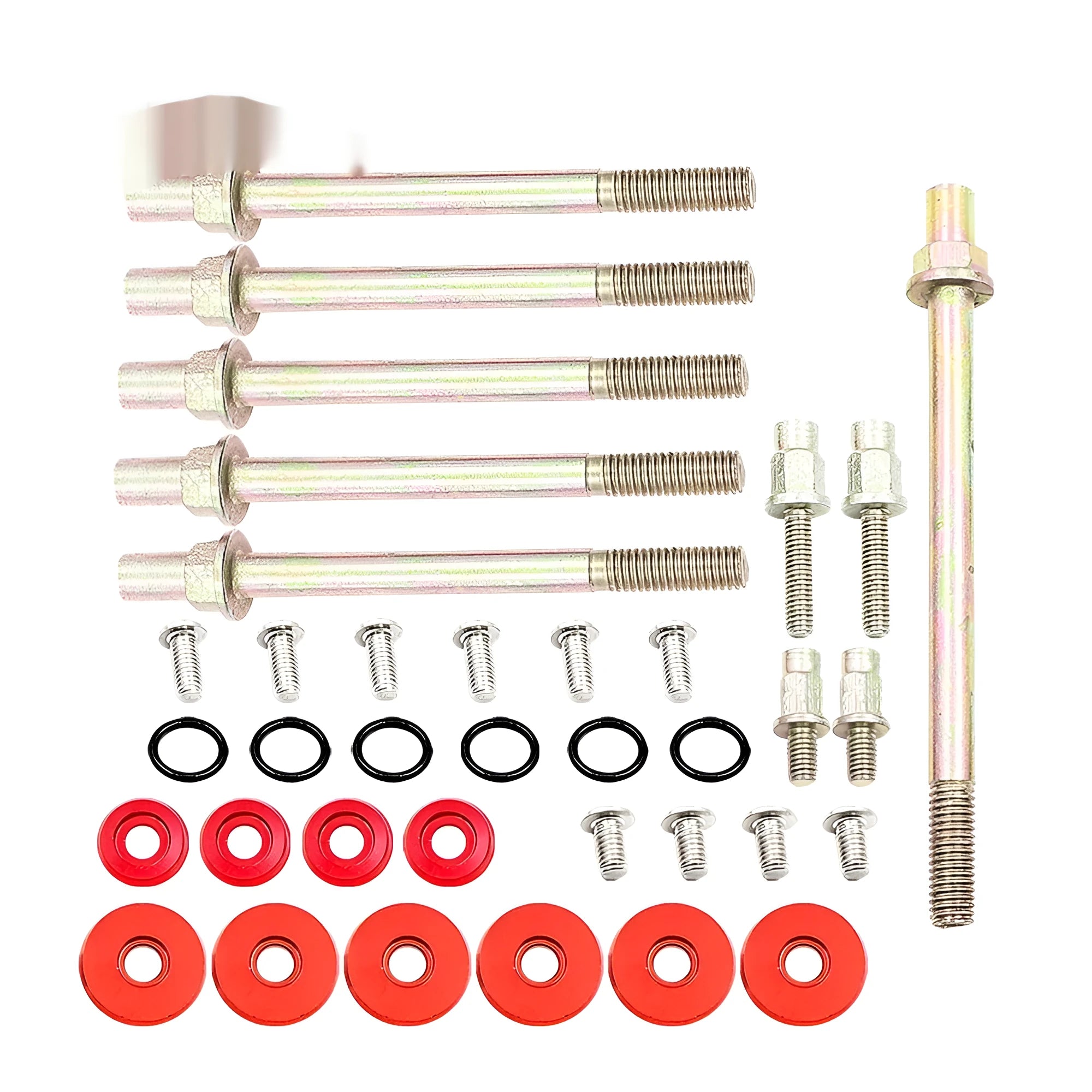 Honda Civic K Series aluminium alloy engine gasket kit in black, blue, red, and silver colours