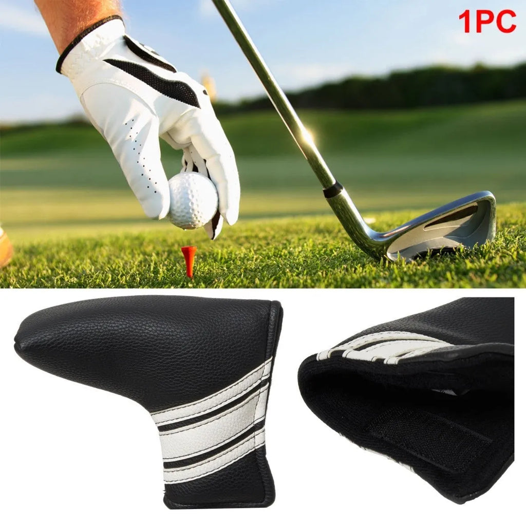 Black PU leather golf push rod sleeve case for club head cover protection