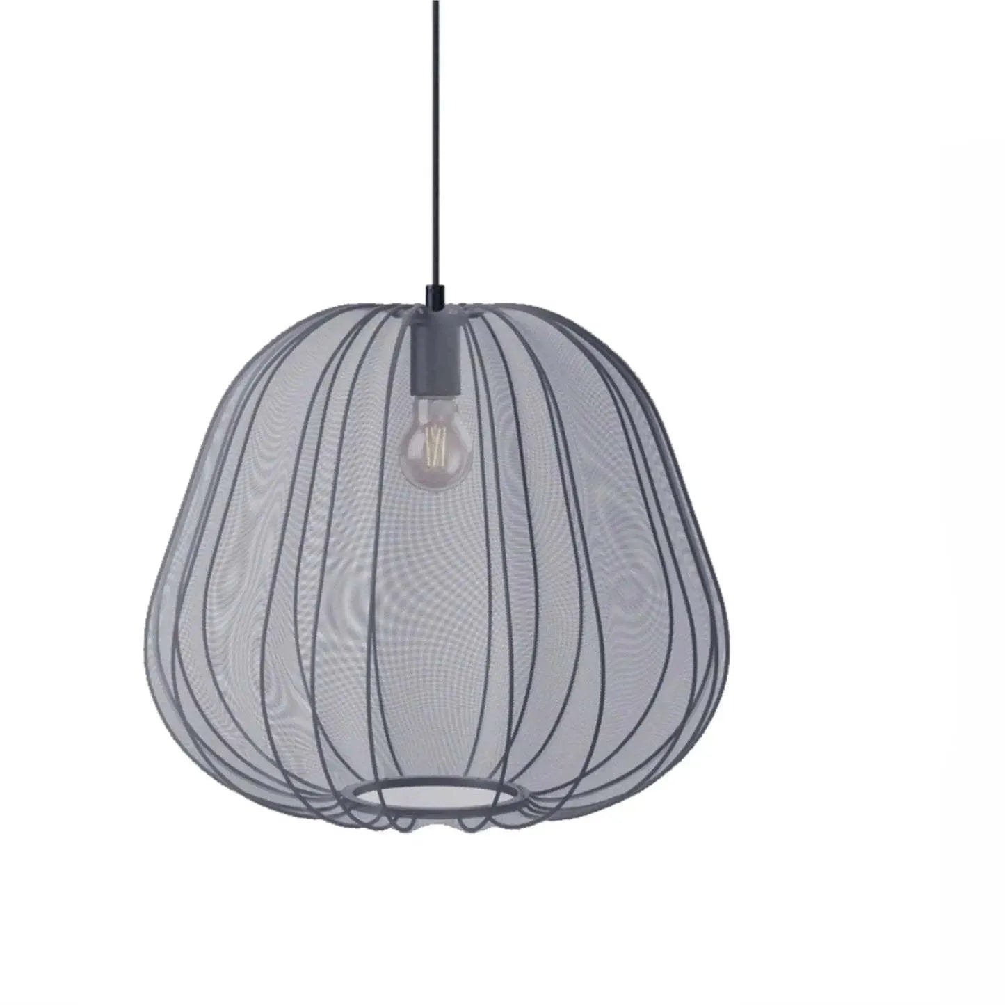 Japanese style pumpkin ceiling lamp with branch design in white finish showing LED illumination