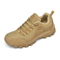 Men's casual outdoor mountaineering non-slip platform hiking shoes, khaki colour, PU mesh upper