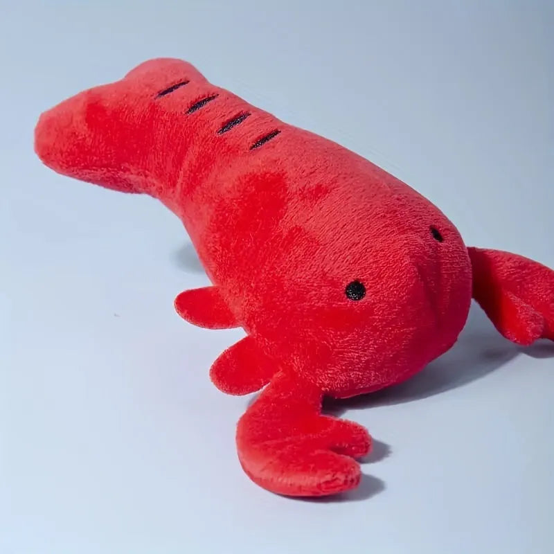 Red lobster stuffed squeaky dog toy for small medium breeds on white background