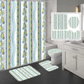 Bomi printed polyester shower curtain and anti-slip floor mat set in modern simplicity style, multiple size options