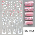 Plastic sheet of black, silver, and cartoon design nail art stickers for DIY manicures.