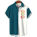 Men's stripe pattern Hawaiian shirt with short sleeves and button fastening in cardigan style