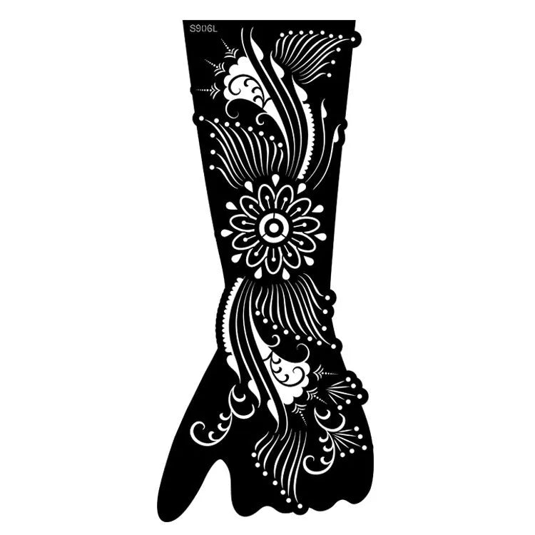 Geometric hollow template tattoo stickers showing intricate cut-out patterns for tattoo stencil applications