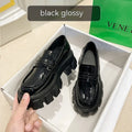 British style wide fit loafers in patent leather with rubber soles and shallow opening