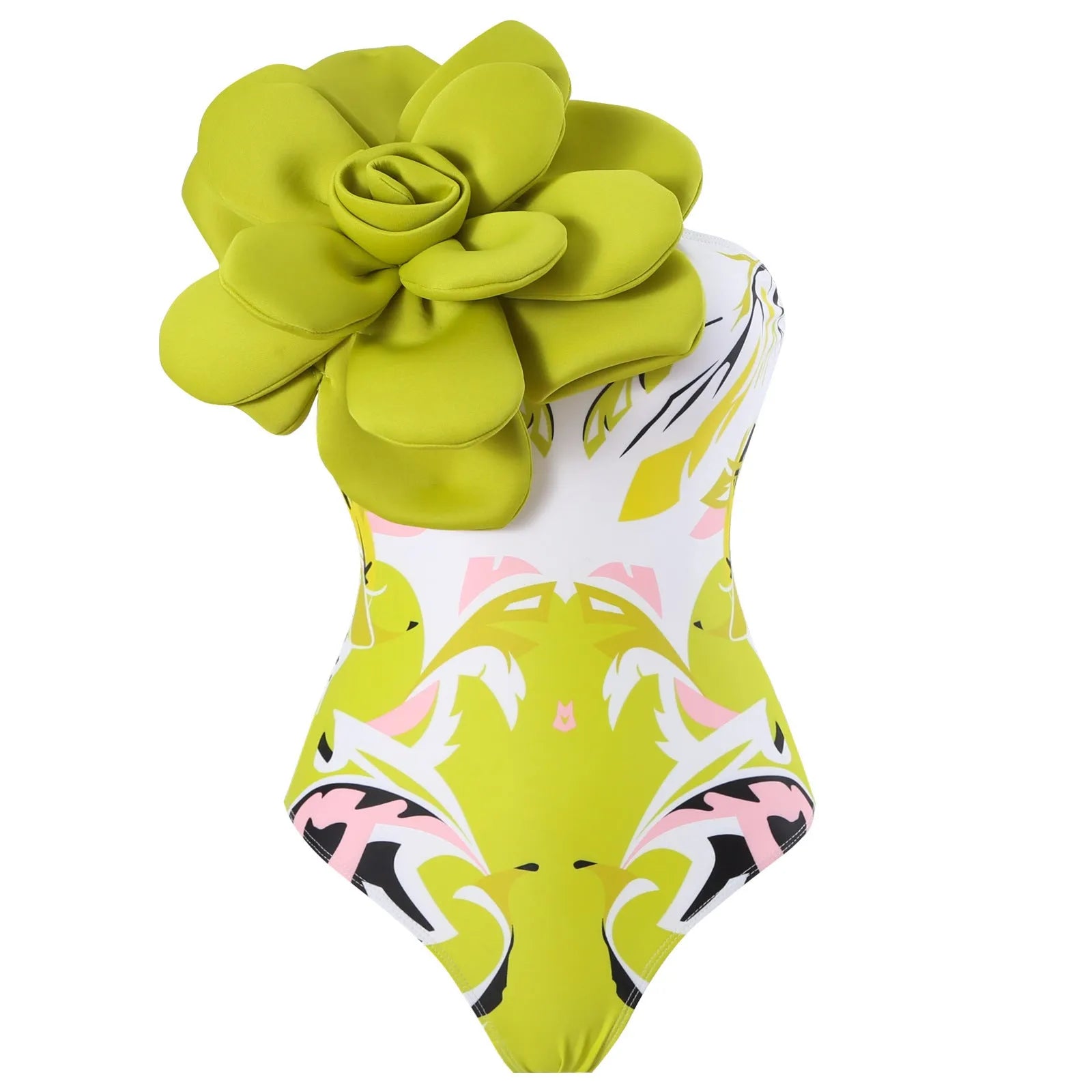 Women's blue printed one-piece swimsuit with matching gauze skirt, a holiday outfit set for swimming.